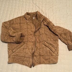 FREE PEOPLE BROWN DOLMAN QUILTED JACKET